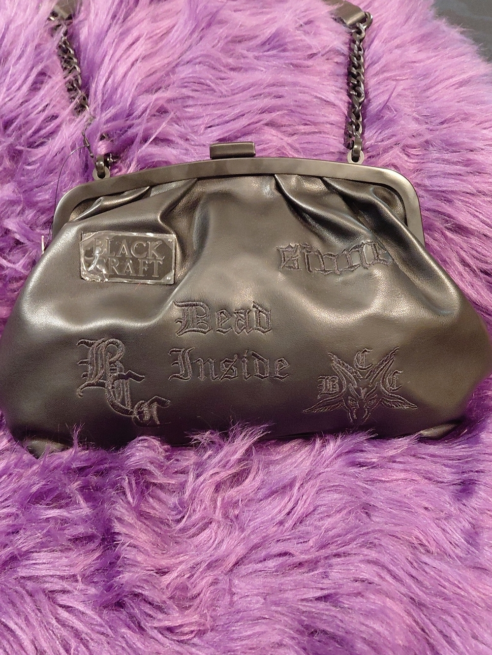 BLACK CRAFT CULT Dark Gothic Black Chain CROSSBODY KISSLOCK